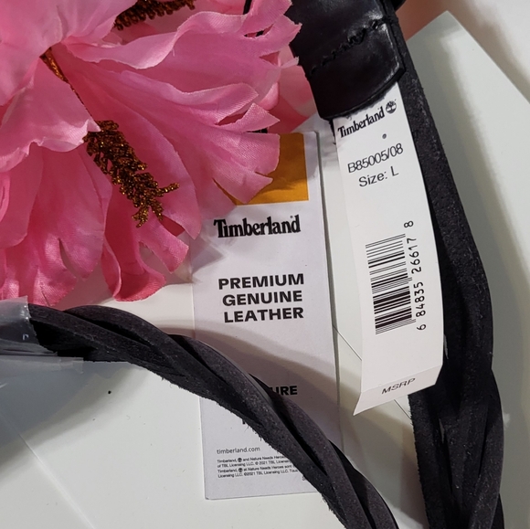 Timberland Women's NWT Black Braided Casual Leather Belt Size Large - Picture 9 of 9